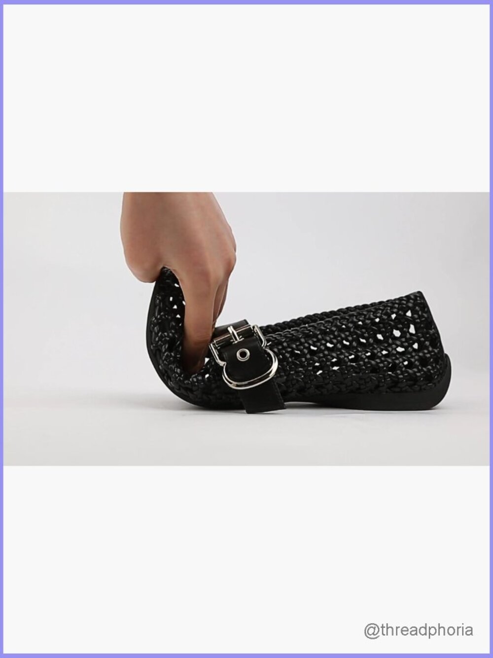 Woven Mesh Mary Jane Ballet Flats Round Toe Buckle Strap Comfortable Flats Women - Picture 7 of 7